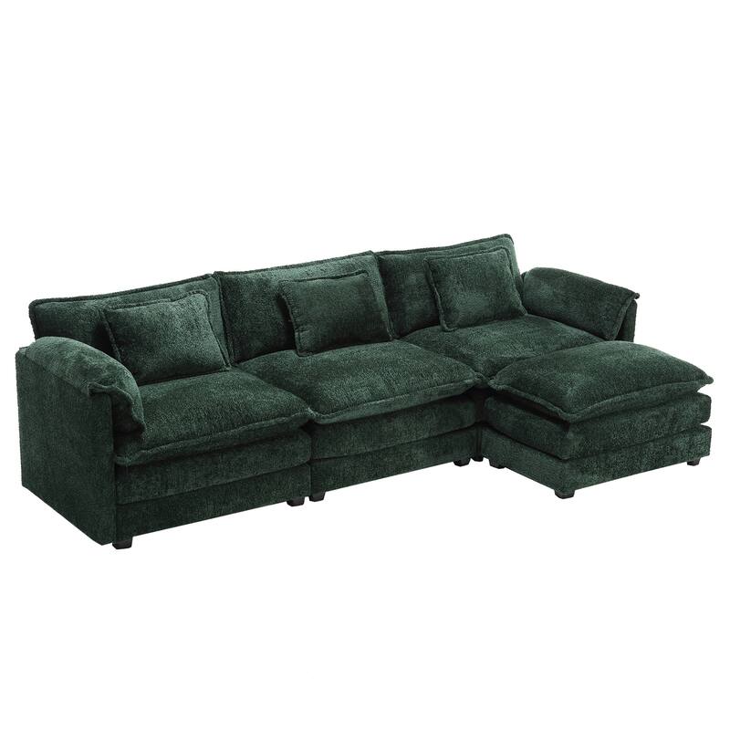 Chenille Fabric L-Shape Comfy Oversized three-seat Modular Sectional Sofa