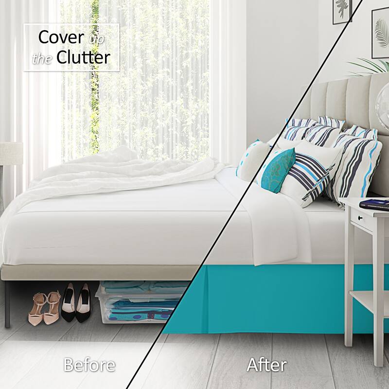Clara Clark Pleated Bed Skirt-14 inch Tailored Drop - Soft Double Brushed Premium Microfiber Ruffle Bed Skirt - Includes 8 Pins