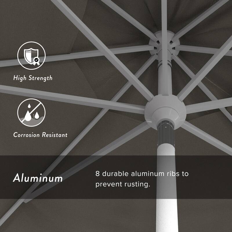 California Umbrella 11' Golden State Series Patio Umbrella White Aluminum Frame Crank Lift Collar Tilt Pacifica Pacific Blue