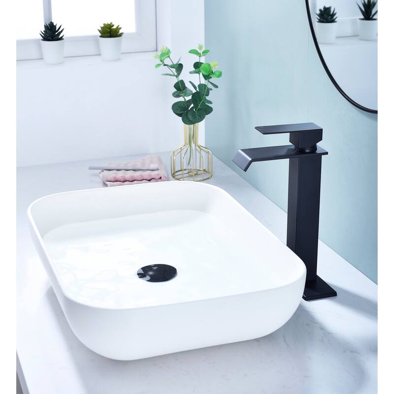 Modern Single Handle Sink Vanity Bathroom Faucet with Waterfall Spout, Anti Corrosion, Anti Rust, Easy Clean