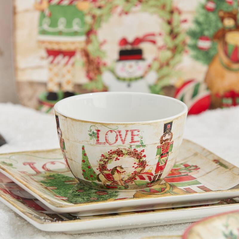 Certifed International Nutcracker Parade Set of 4 Ice Cream/Dessert Bowls 5.25" x 3" 4 Assorted Designs - 5.25 L x 5.25 W x 3 H