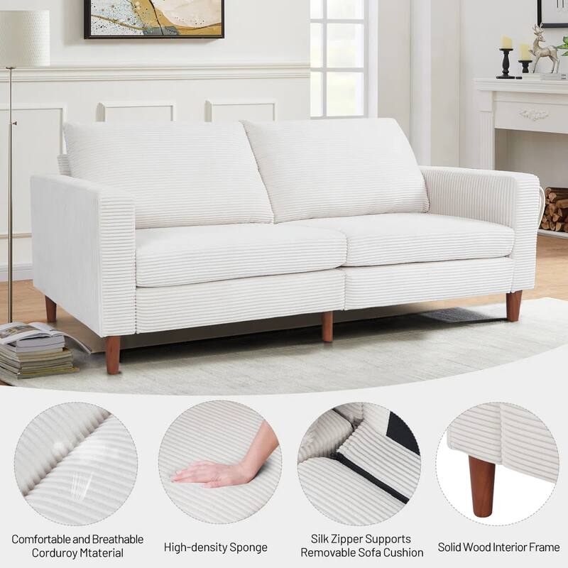 82.7" Sofas for Living Room, Comfy Love Seat Couches, Corduroy Loveseat Sofa,, Easy Assembly for Small Spaces