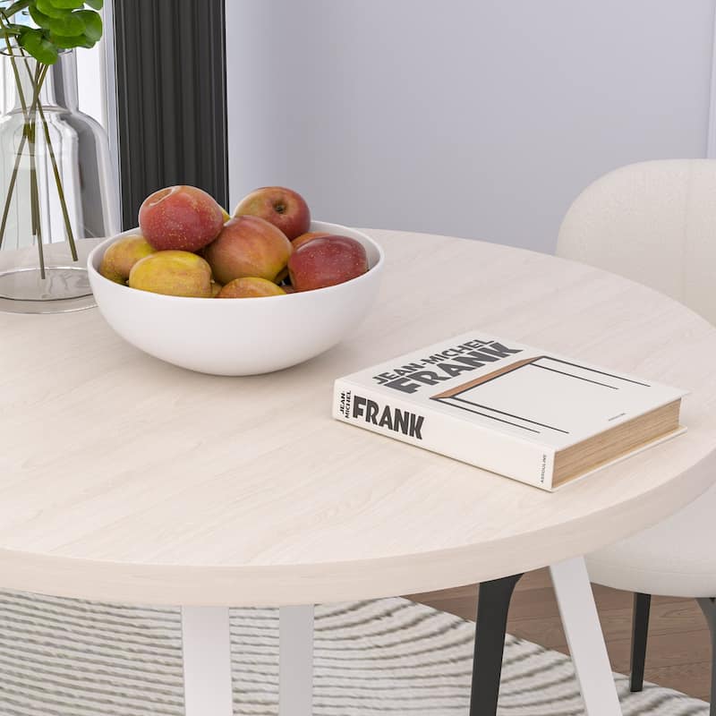 VECELO 35.43'' Round Butterfly Leg Dining Table for 4 MDF Top Kitchen Table Kitchen & Dining Room Tables