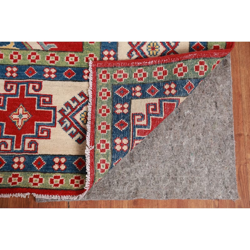 Hand Knotted Oriental 100% Wool Carpet Traditional Geometric Red Kazak Area Rug - 11' 0'' X 8' 2''