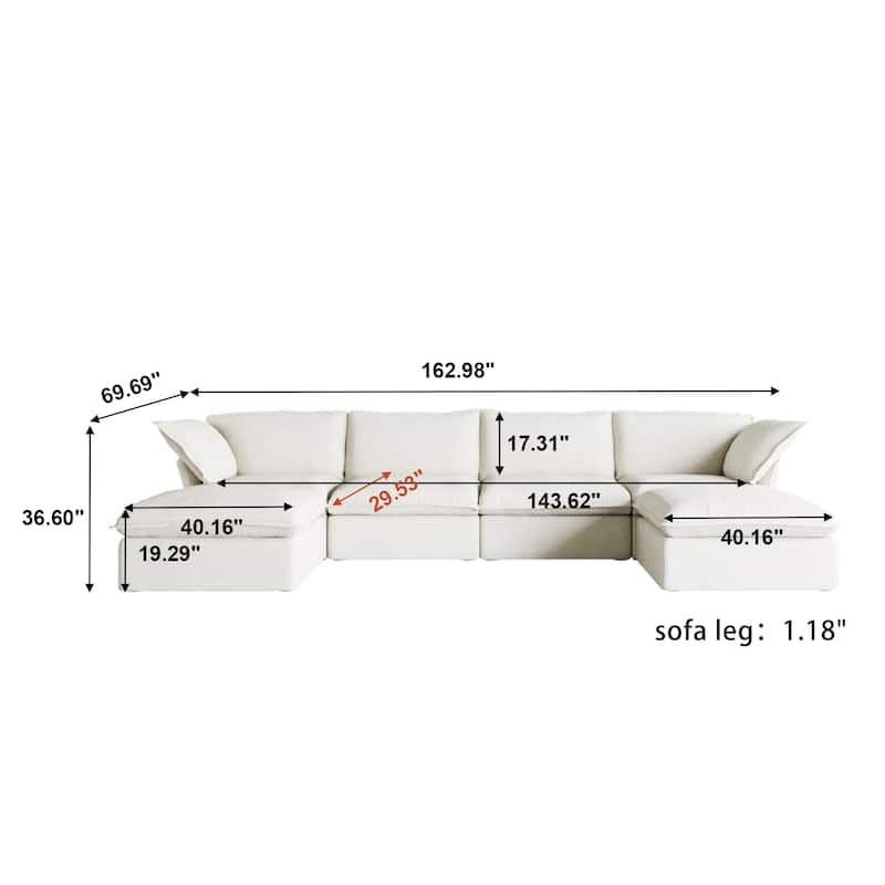 U-Shaped Velvet Sectional Sofa Modern Cushion Back Couch Sofa for Livingroom