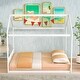 preview thumbnail 2 of 6, Queen Size Wooden House Bed with Headboard, Fun House-Shaped Design, Durable Pine Wood and MDF Construction, White