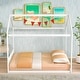 preview thumbnail 2 of 14, Queen Size Wooden House Bed with Headboard Floor Bed, White