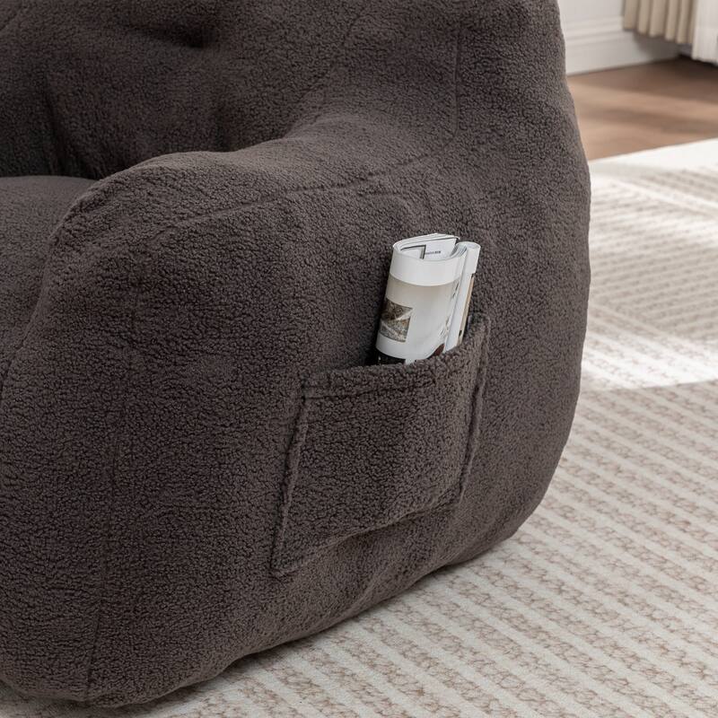 Teddy Fabric Bean Bag Chair, High Density Foam Bean Bag Sofa, Comfy Fluffy Lazy Sofa Chair Living Room, Bedroom