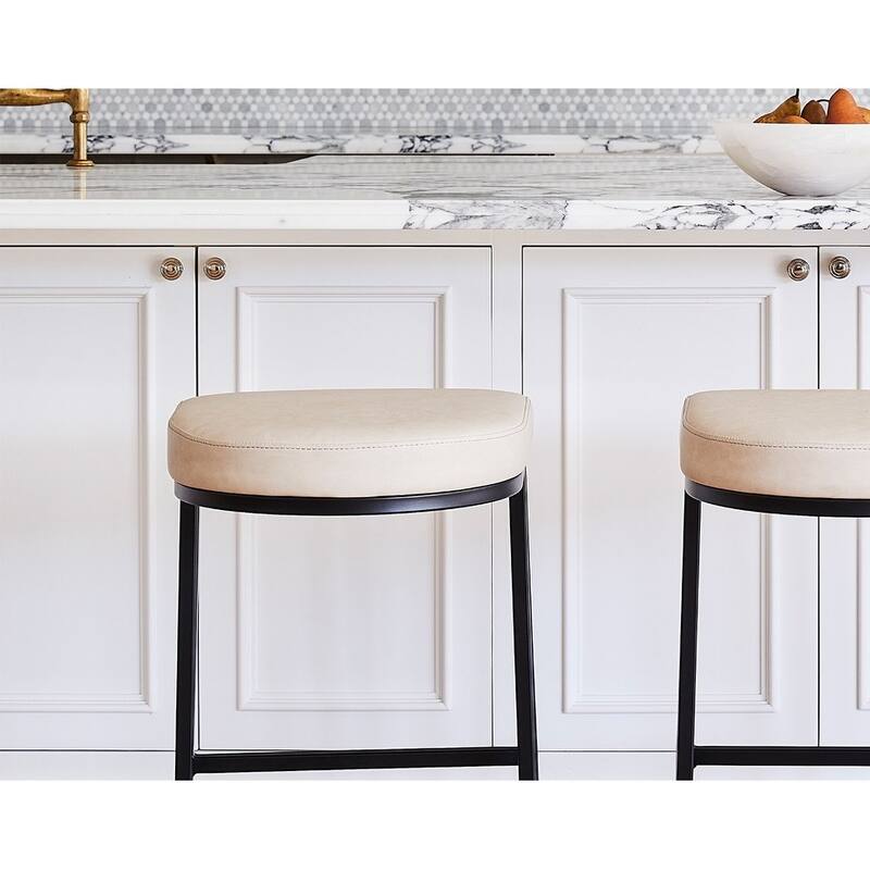 (Set of 2) Dome Backless Leather Counter Stool (Fully Assembled)