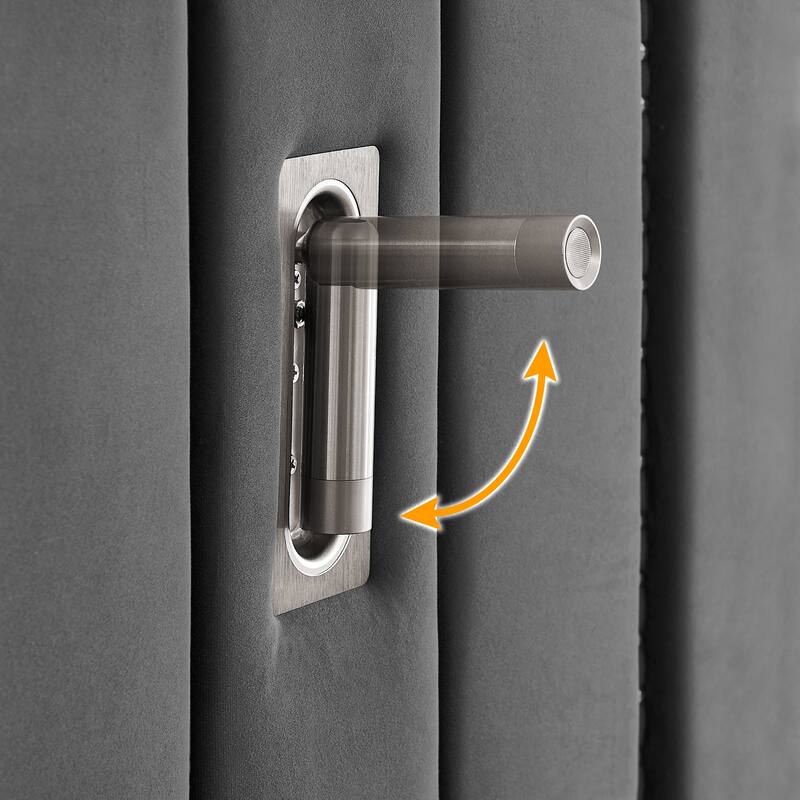 King/Queen Velvet Bed Frame with Vertical Stitch Headboard & Side Table