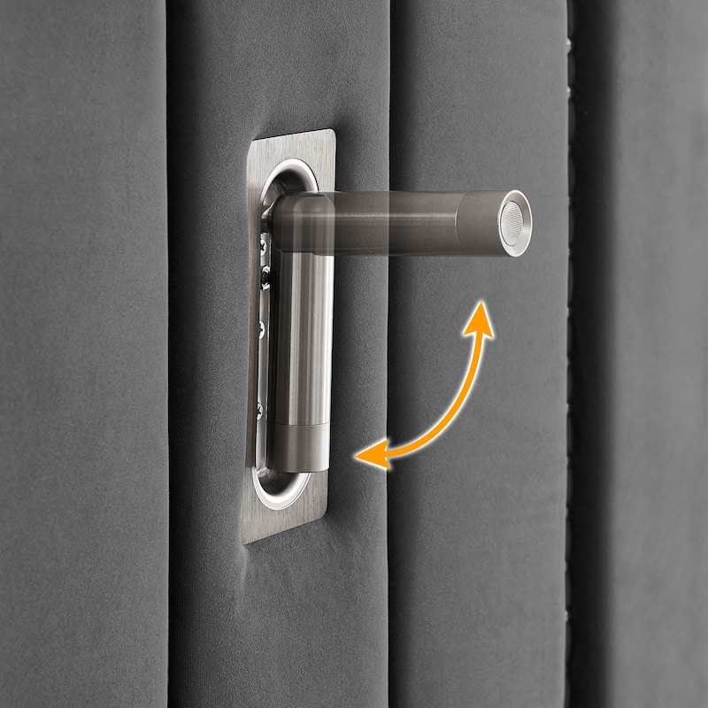 Upholstered Bed, Vertical Stripe Buttons Design Wingback Bed Frame, Velvet Fabric Platform Bed with Bedside Table