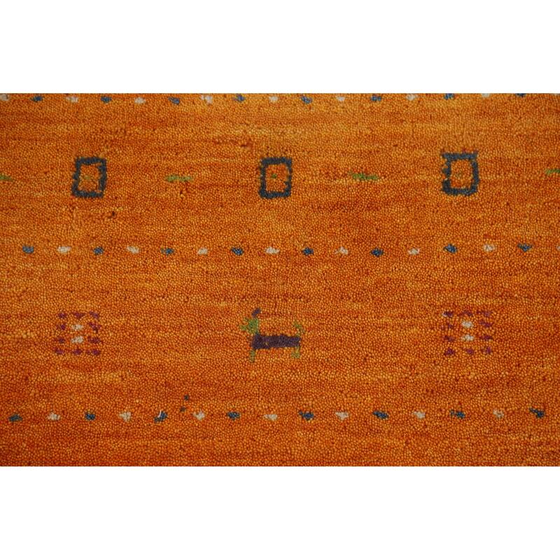 Hand Knotted Oriental 100% Wool Carpet Tribal Tribal Oranges & Rust Gabbeh Area Rug - 7' 7'' X 5' 0''