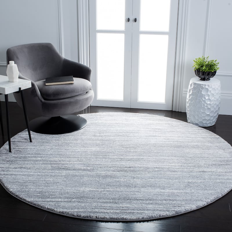 SAFAVIEH Cyrus Shag Tirtsah Abstract 1-inch Thick Rug - 6'7" Round - Grey/Ivory