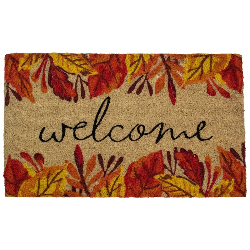 Leafy Fall Harvest Rectangular "Welcome" Doormat 18" x 30" - 18" x 30"