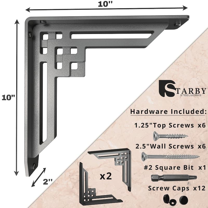 STARBY Rockville Heavy Duty Shelf Bracket Kit (Set of 2)