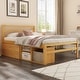 preview thumbnail 23 of 64, Wood Platform Bed Solid Color Bed Frame with Removable Storage Shelves and 2 Drawers, Storage Underneath, Wood Slat Support