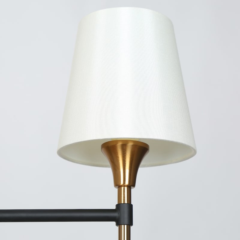 Modern Farmhouse Black Gold Linear Chandelier Mid-century 6-Light 31.5-inch Shaded Island Pendat - 31.5"* W 15.7" * H 12.2"