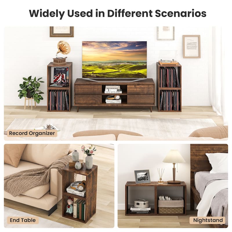 Gymax Set of 4 Stackable Storage Cube Free-standing Storage Organizer