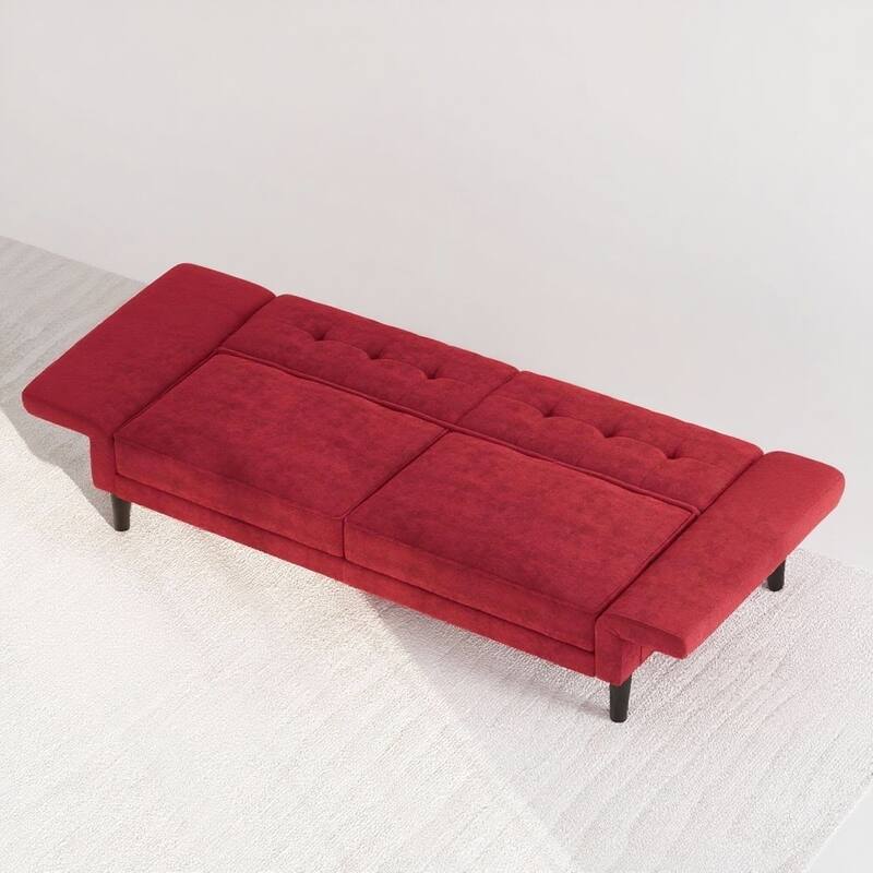 89" Futon Sofa Bed, with Adjustable Backrest & Armrest
