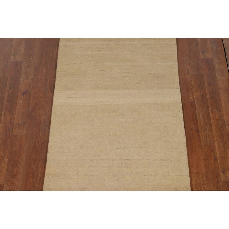 Striped Gabbeh Modern Runner Rug Hand-Knotted Wool Carpet - 2'10"x 9'6"