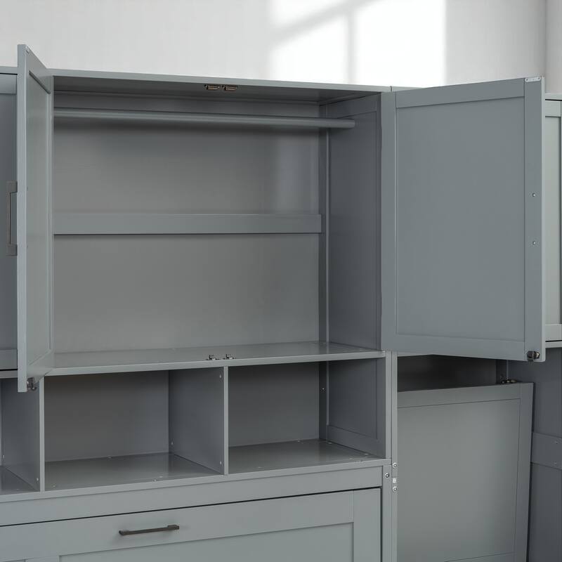 Space-Saving Twin Murphy Bed with Desk, Wardrobe, and Drawers, Fold Up Wall Bed for Small Rooms