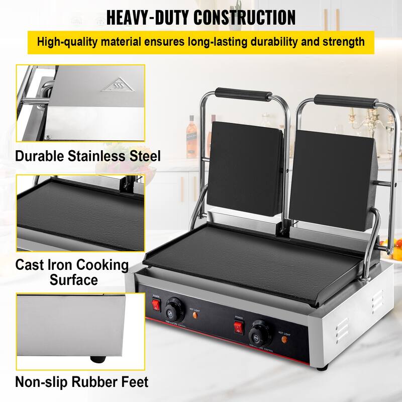 VEVOR 3600W Commercial Panini Press Grill Commercial Panini Grill