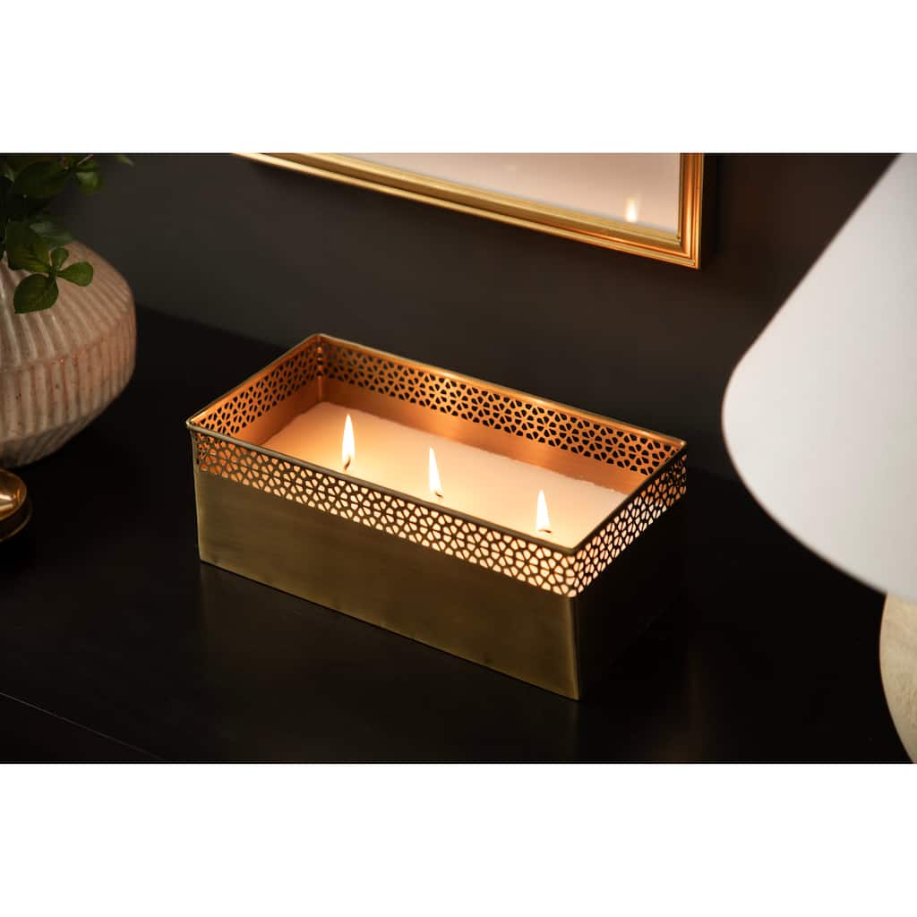 Kate and Laurel Pearce Rectangle Metal Wax Candle