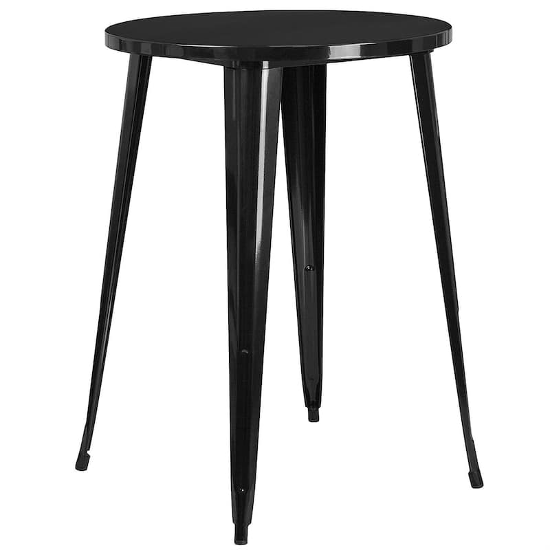Outdoor 30-inch Round Metal Cafe Bar Patio Table - 30 x 30 x 41 inches - Black