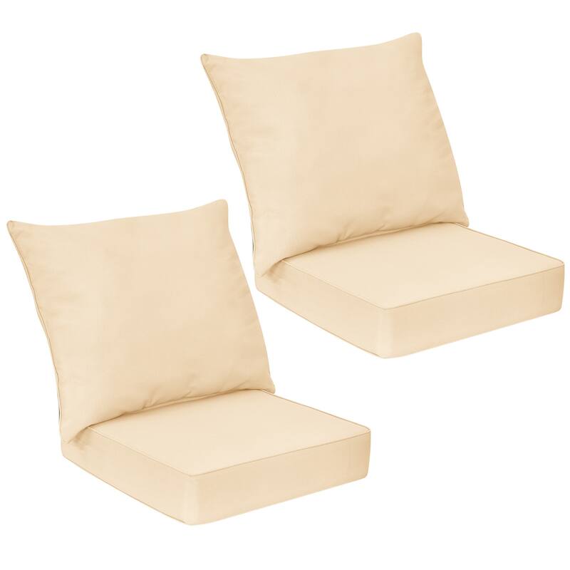 Gymax 2PCS Deep Seat Chair Cushion Pads Set Indoor/Outdoor w/ Rope - White