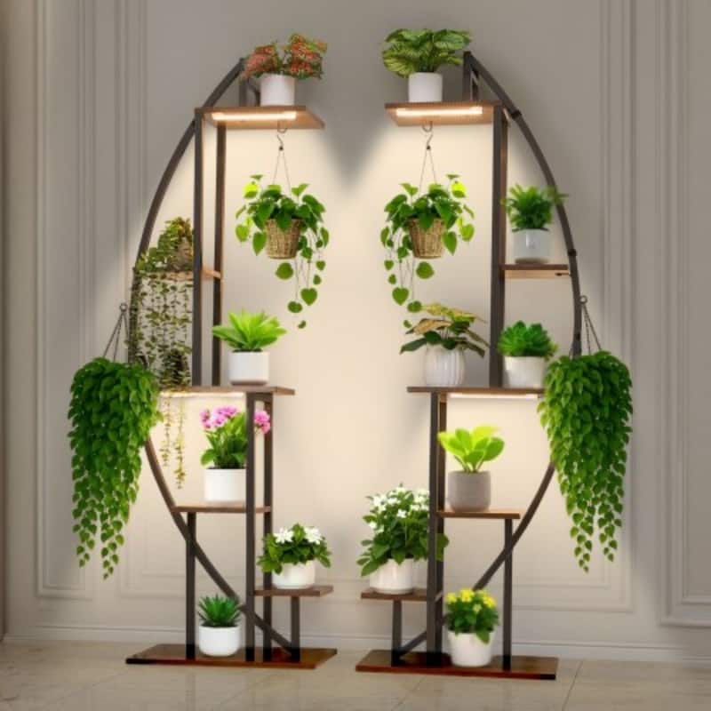 Plant Stand Indoor with Grow Lights 2 Pack 63" Tall 6-Tier Plant Shelf
