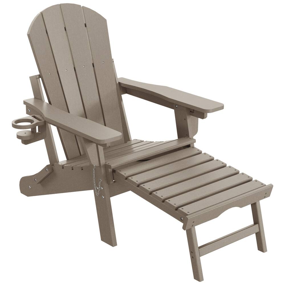 Laguna Outdoor Folding Adjustable Adirondack Chair with Cup Holder & Hideaway Ottoman