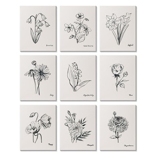 Stupell Countryside Floral Illustrations Dynamic Linework 9pc Multi ...