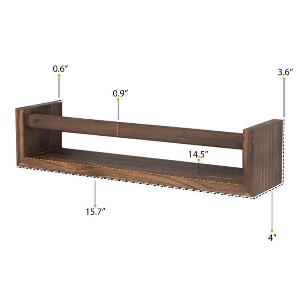 dimension image slide 2 of 9, Wallniture Utah Wood Wall Shelves for Book and Toy Storage (Set of 2)