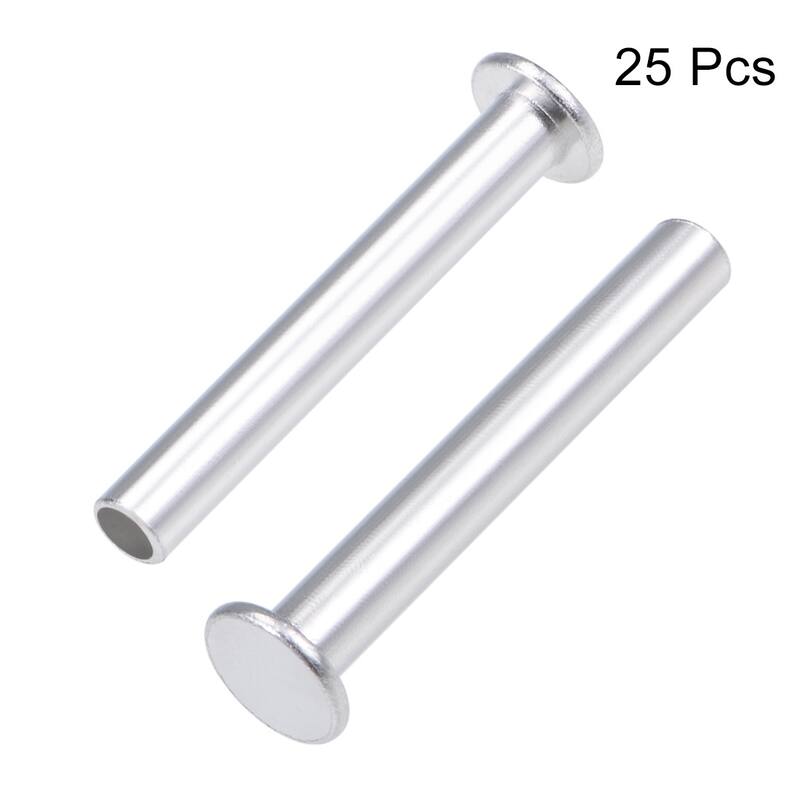 25Pcs Aluminum Flat Head Semi-Tubular Rivets Silver Tone - Overstock ...