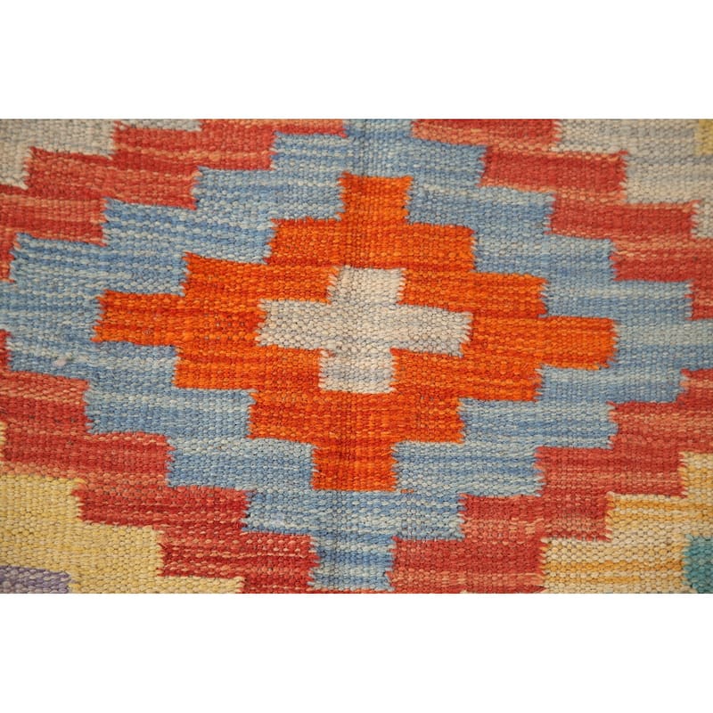 Reversible Kilim Rug Hand-Woven Foyer Wool Carpet - 3'3"x 4'11"