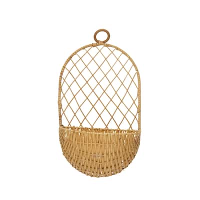Hand-Woven Hanging Wicker Basket