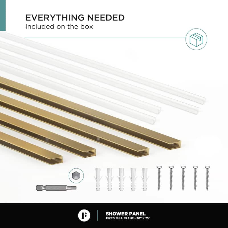 Fine Fixtures Single Fixed Clear Tempered Glass Shower Panel