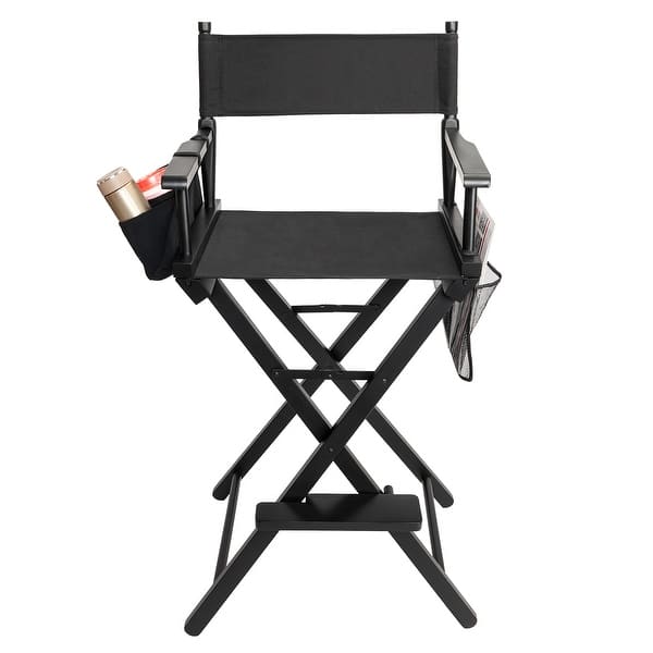 Shop High Quality Solid Hardwood Polyester Folding Makeup Chair Black On Sale Overstock 31144240