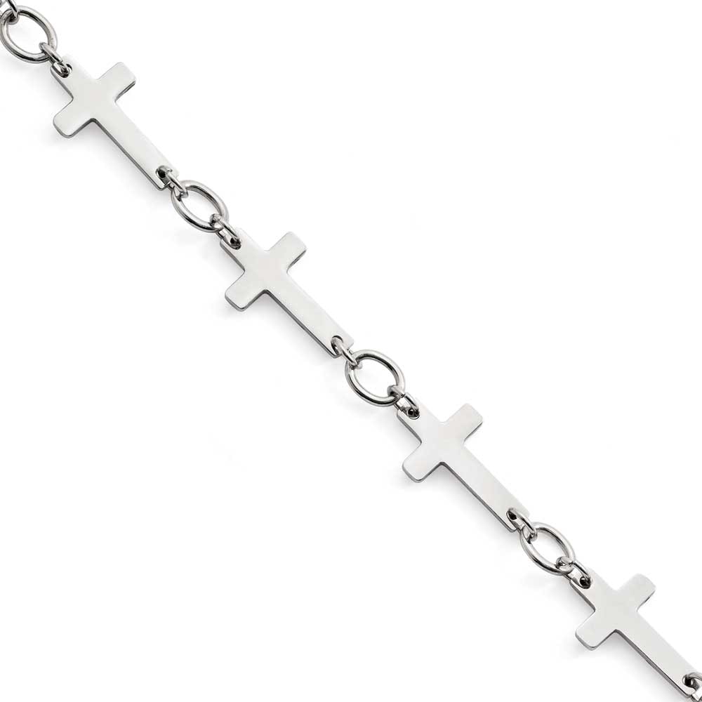 Chisel Stainless Steel Polished Sideways Cross Anklet 5 Mm 10 In Chisel Stainless Steel Polished Sideways Cross Anklet 5 Mm 10 In