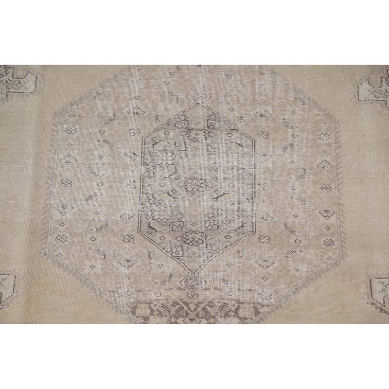 Hand Knotted Oriental 100% Wool Carpet Traditional Medallion Beige & Ivories Mashad Area Rug - 11' 4'' X 8' 1''