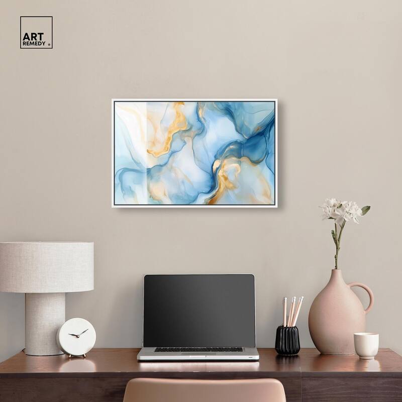 Blue Veined Gold Canvas by Art Remedy