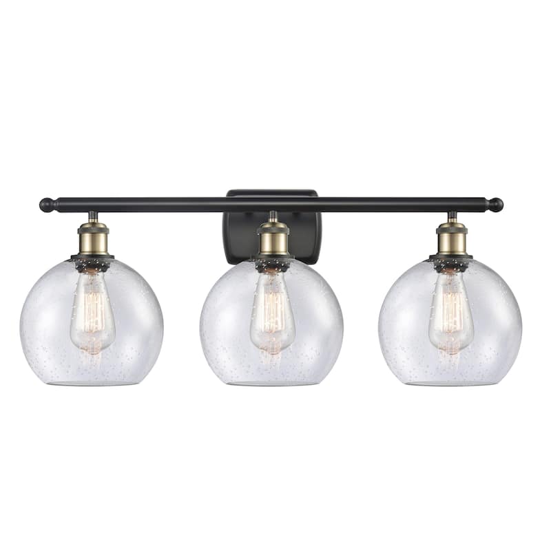 Innovations Lighting Athens 3 Light 26" Bath Vanity Light - 8" Shade - Black Antique Brass/Seedy