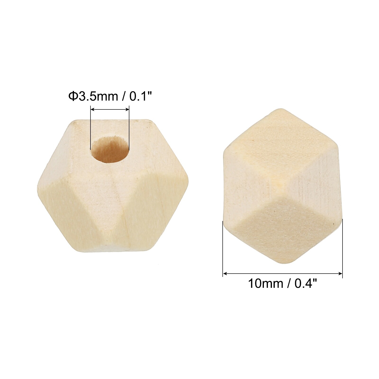 Natural Wood Beads Pack Unfinished Wooden Beads Geometric Hexagon Beads - Wood Color