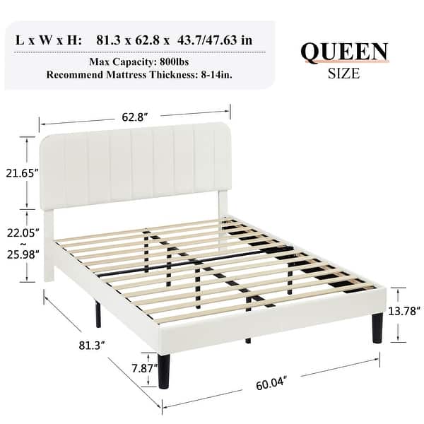 dimension image slide 5 of 22, Javlergo Upholstered Adjustable Headboard Velvet Platform Bed Quiet Heavy-Duty Bed Frame No Box Spring Needed