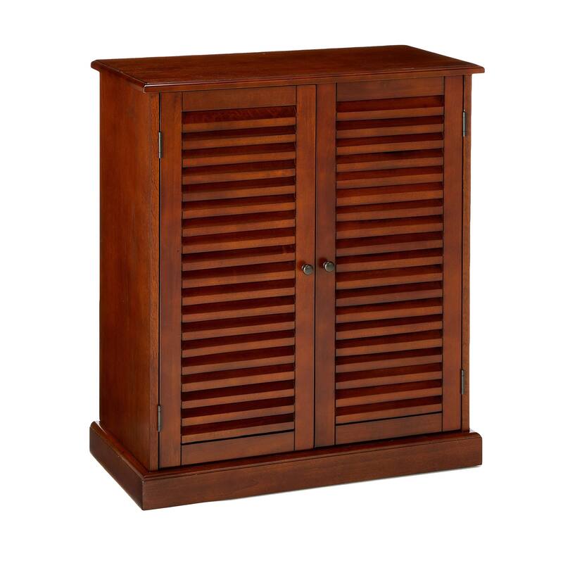 Shoe Cabinet with 2 Louver Design Doors, ,Freestanding Shoe Storage Organizer, Wood Shoe Rack with Adjustable Shelves