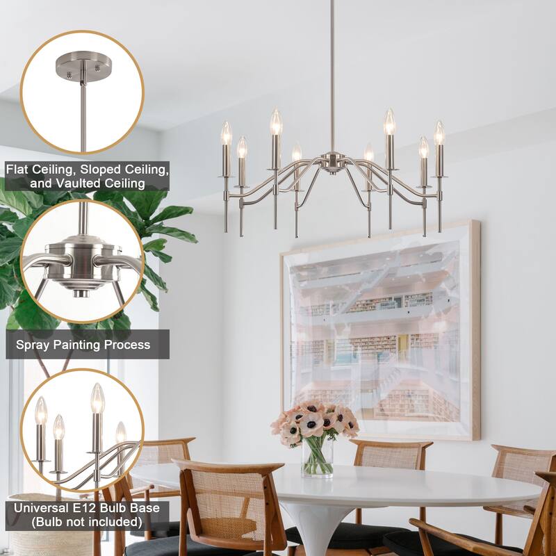 8-Light Hanging Candlestick Linear Foyer Chandelier Lighting Fixture Island Chandelier for Dining Room