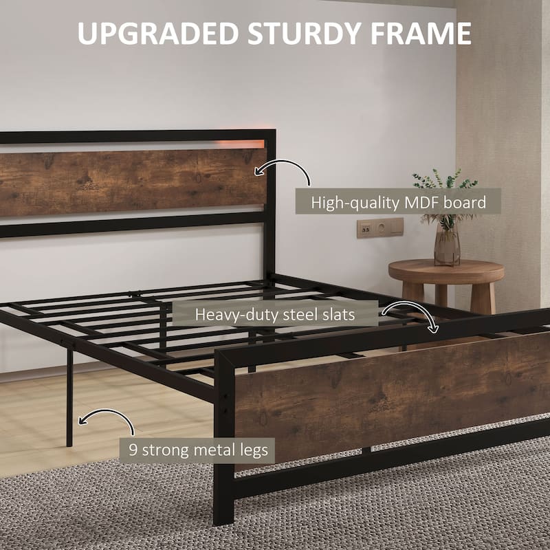 Full Bed with Headboard and Metal Slat Support