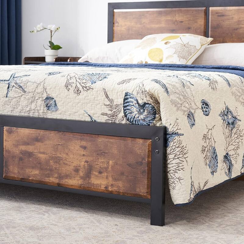 VECELO 3-Pieces Bedroom Sets, Platform Bed with Headboard and Set of 2 Nightstands