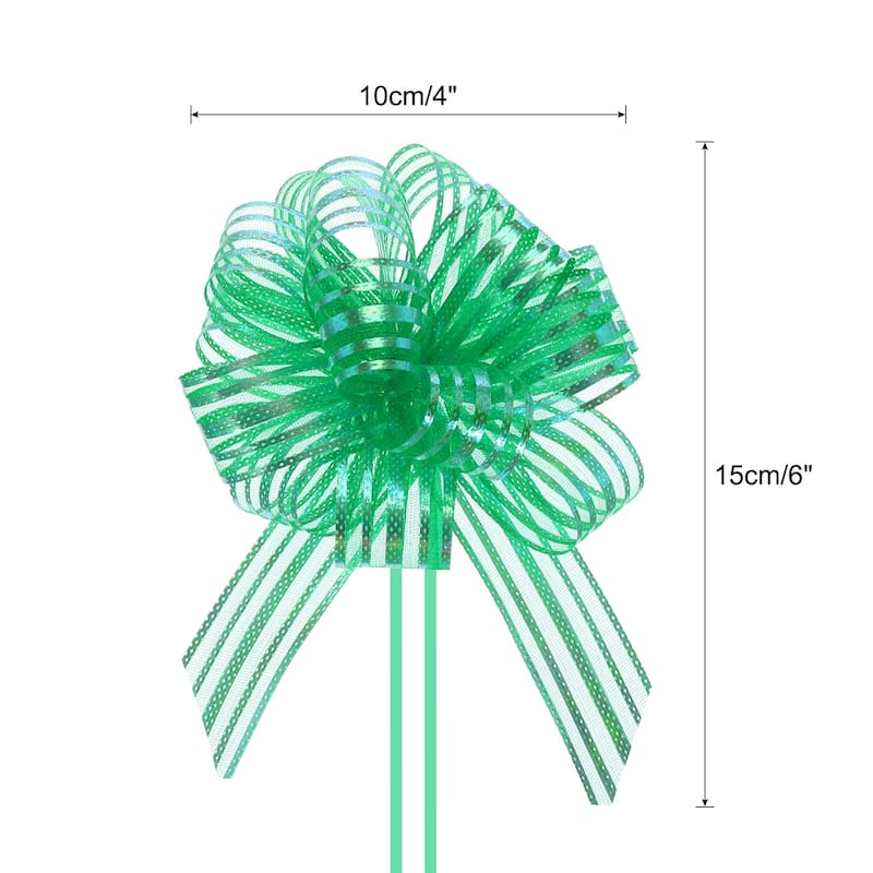 5pcs 6" Large Organza Pull Bow Chiffon Gift Wrapping Bows Ribbon - Dark Green - 4"
