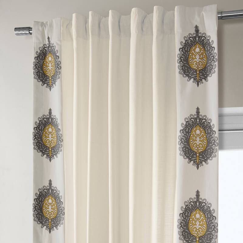 Exclusive Fabrics Mayan Solid Cotton Bordered Curtain (1 Panel)
